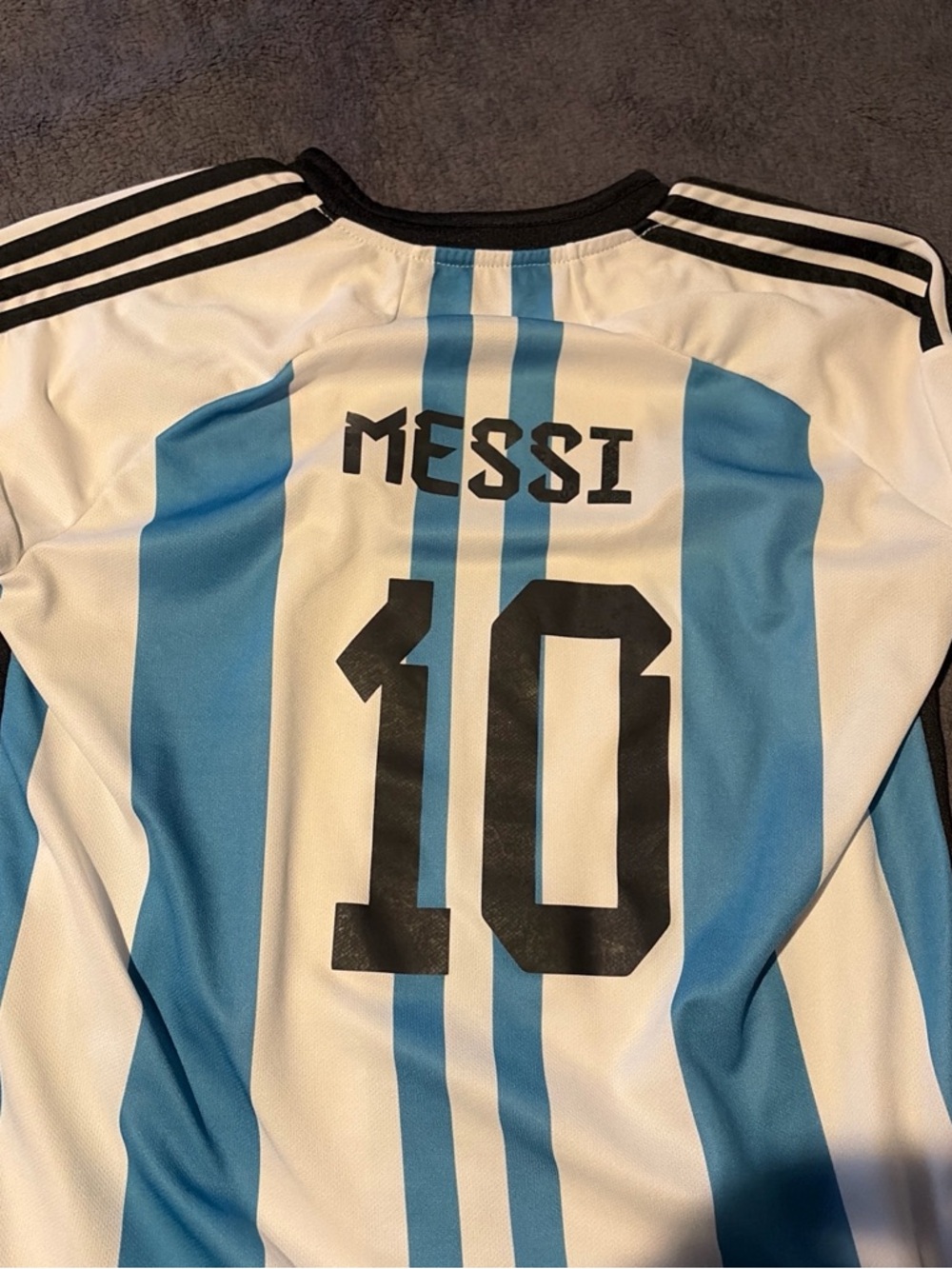 adidas messi argentina Light Blue & White Striped Soccer Jersey - Picture 2 of 3